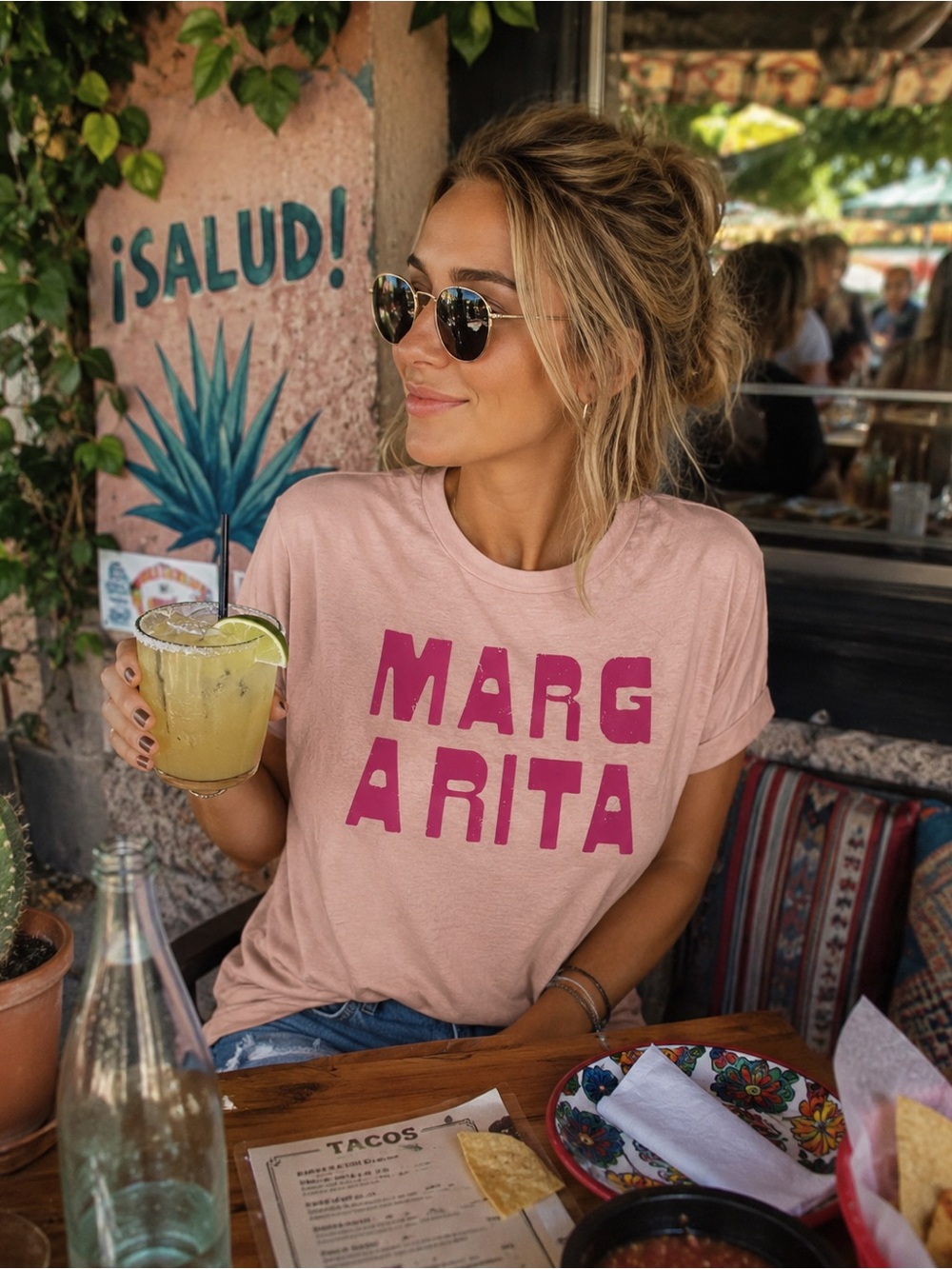 Panache Apparel Margarita Graphic T-Shirt Pink Size Large